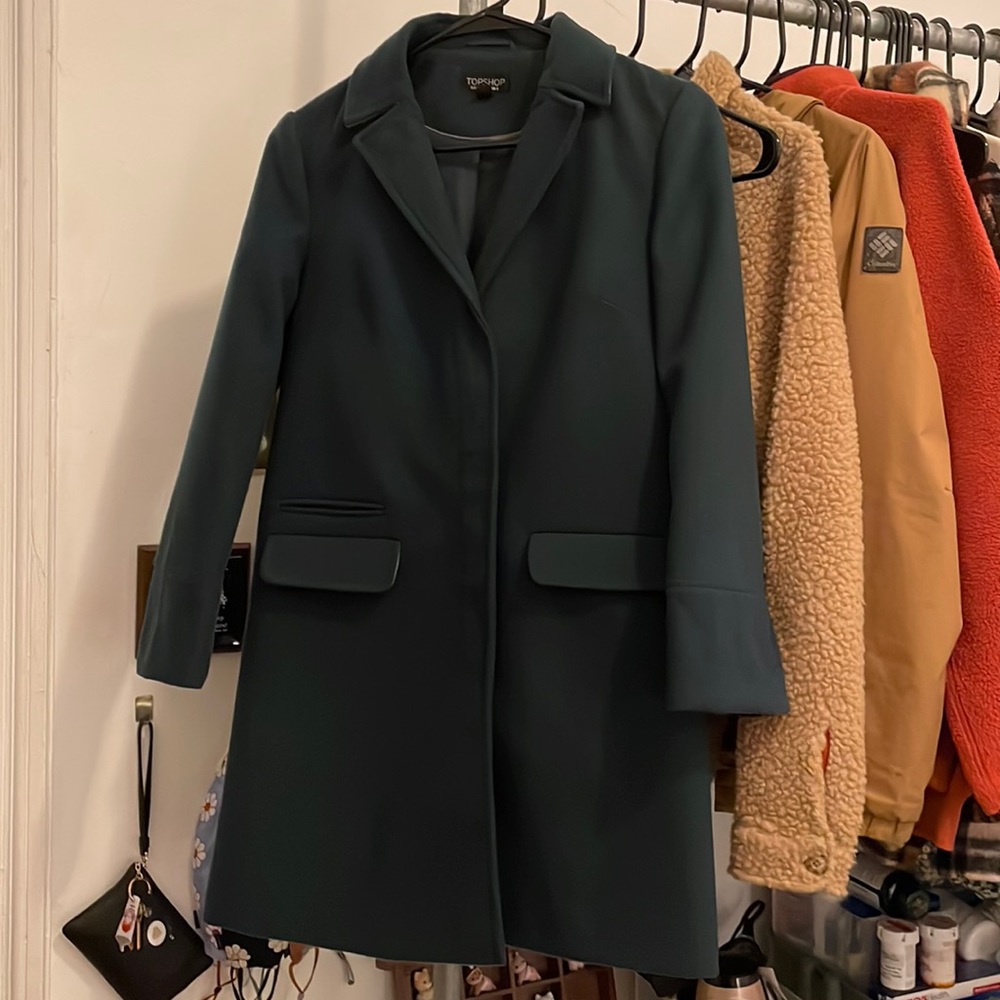 Topshop Pocket Coat | Green | Size 2 (XS)